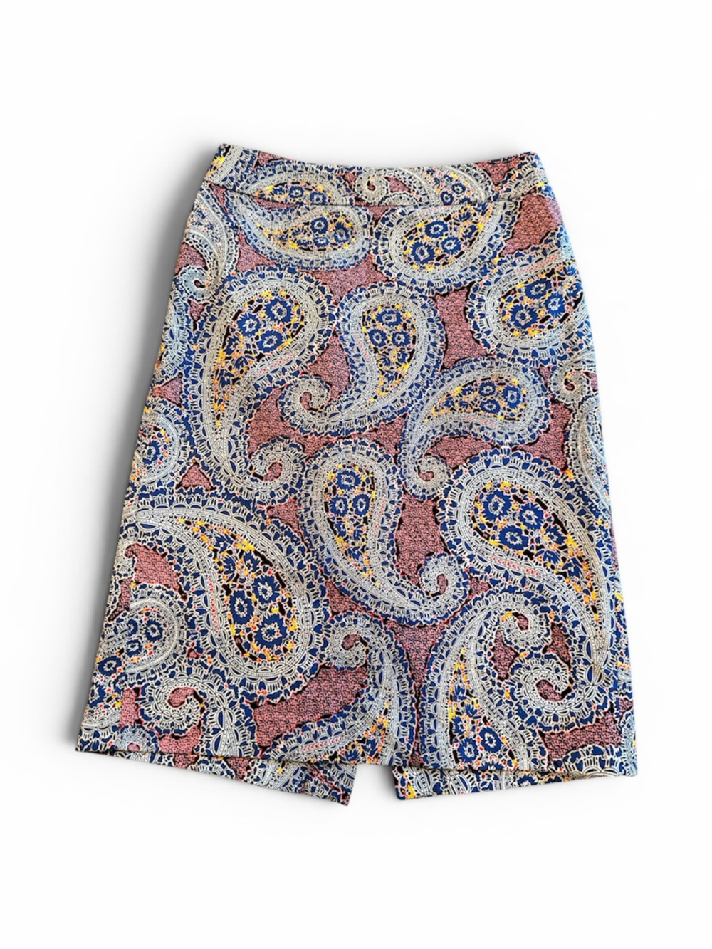 J. Crew Paisley Pencil Skirt in Blue, Pink, Yellow